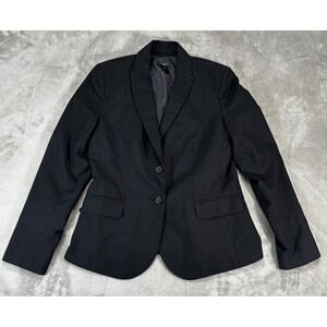 Ann Taylor Blazer Women 6P Black Petite Two Button Notched Lapel Pocket